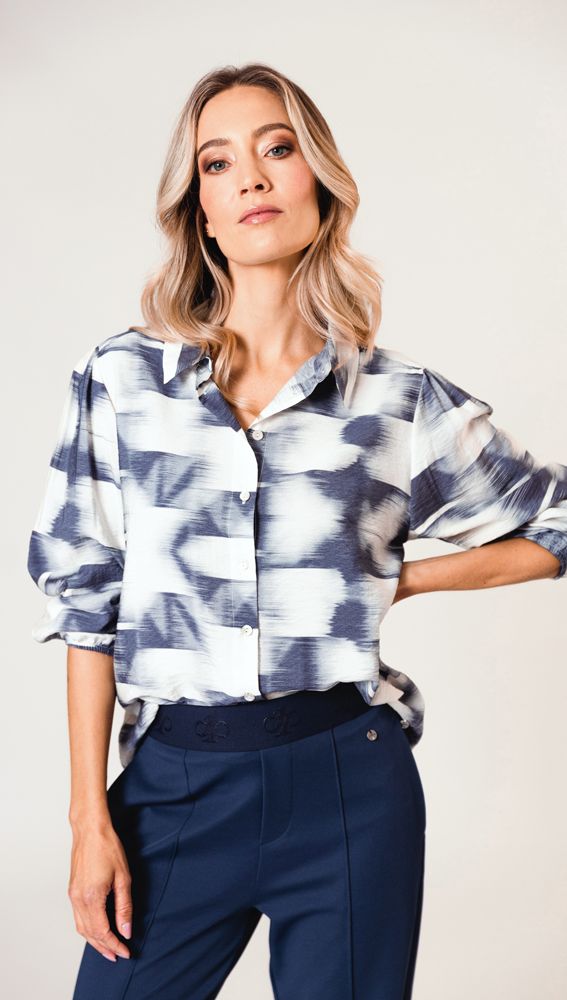 Blouse print blue