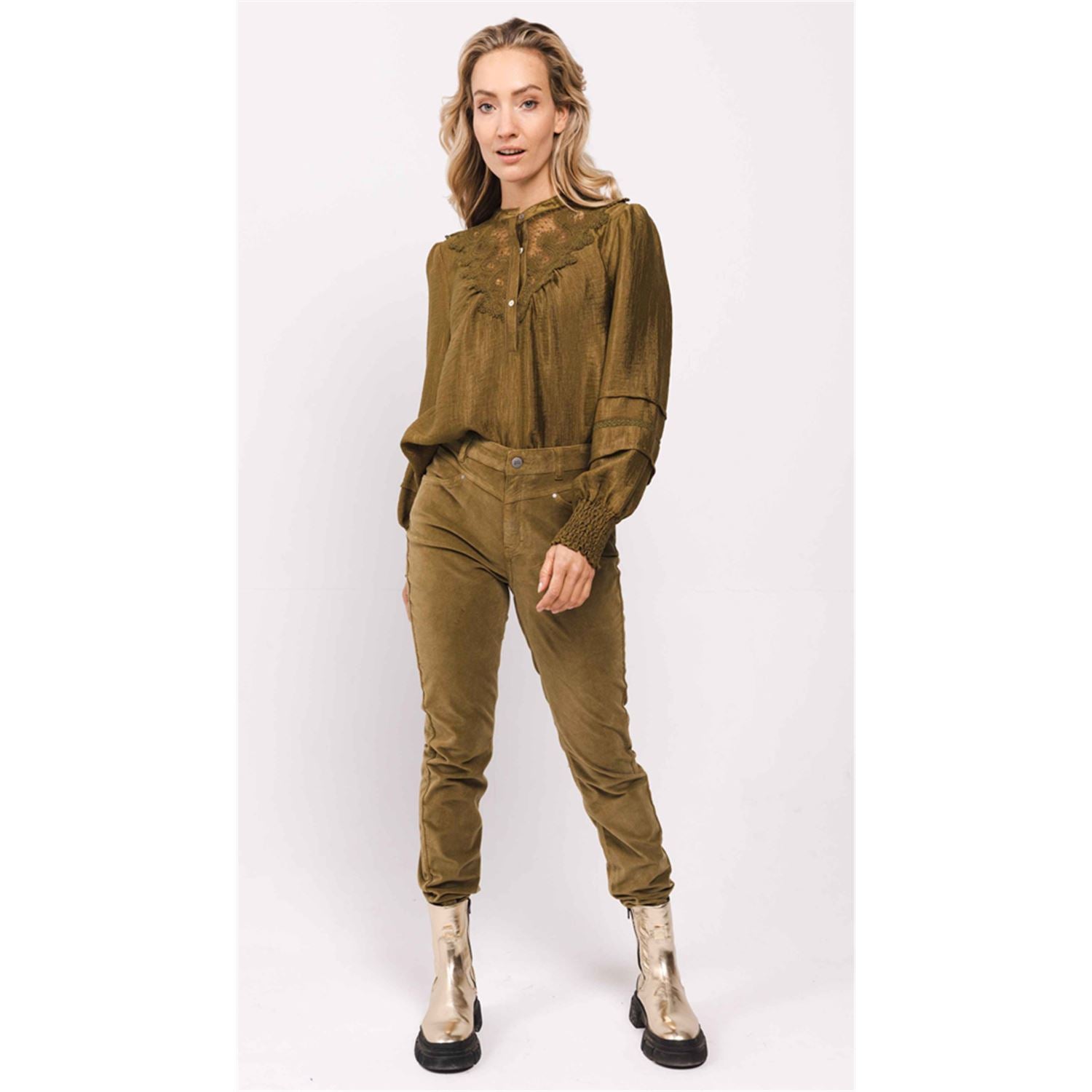 Pant velvet - olive