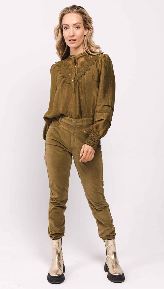 Pant velvet - olive