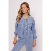 Blouse plain stripe - blue