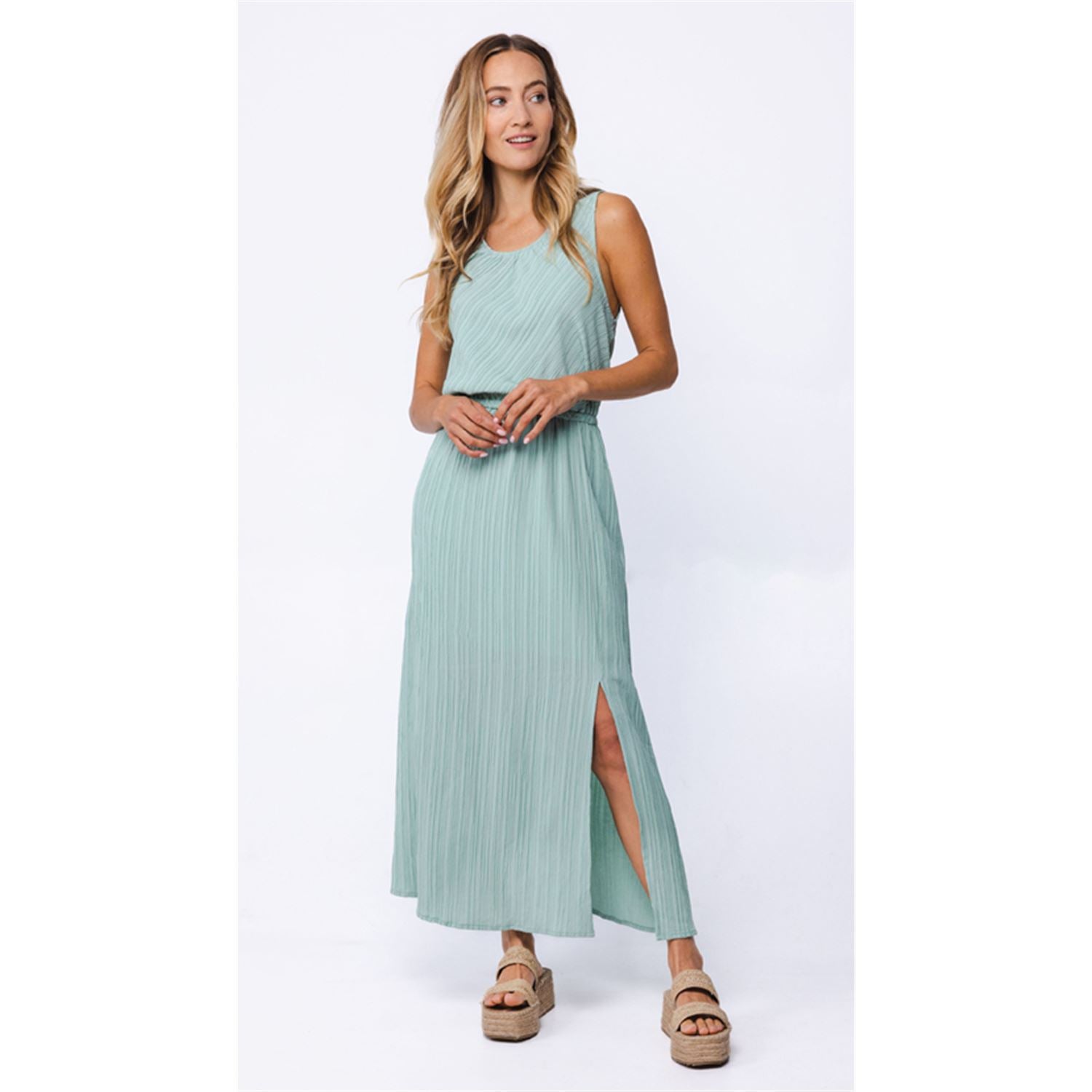 Dress elastic waist - groen