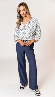 Blouse dots - blauw